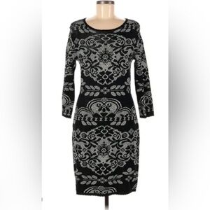 Cremieux Sweater Dress  Black and Gray Long Sleeve Bodycon Size M